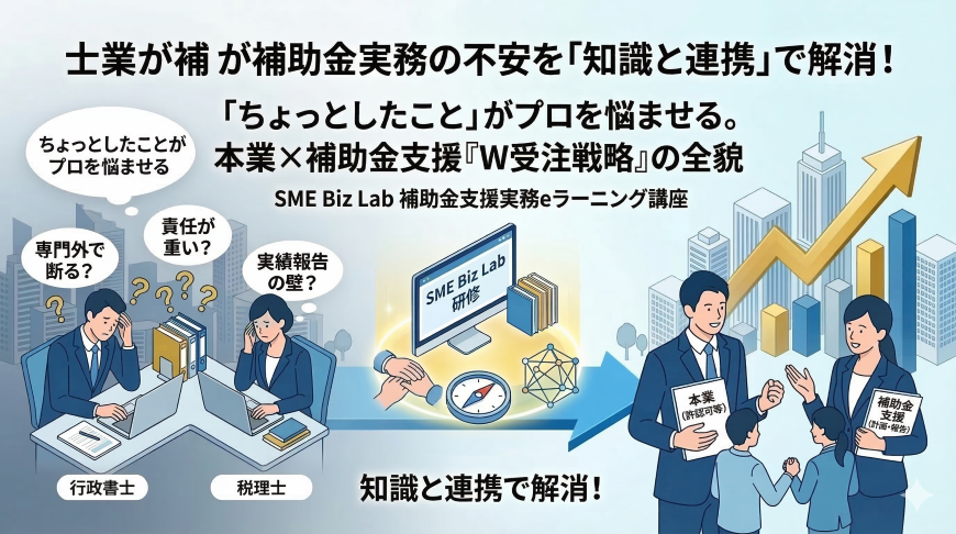 「ちょっとしたこと」がプロを悩ませる。士業が補助金実務の不安を「知識と連携」で解消し、事務所の売上を最大化する『W受注戦略』の全貌